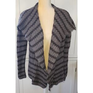 LOFT Lounge 2 Toned Gray Ribbed Chunky Knit Wide Collar Sweater XS